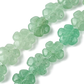 Natural Green Aventurine Beads Strands, Flower, 14x14x5.5mm, Hole: 1.2mm, about 29pcs/strand, 14.80''(37.6cm)