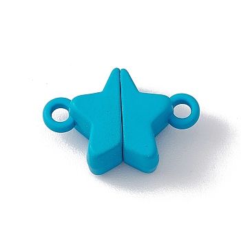 Star Alloy Magnetic Clasps, for Pendants Necklaces Making, Deep Sky Blue, 11x16x6mm, Hole: 1.5mm