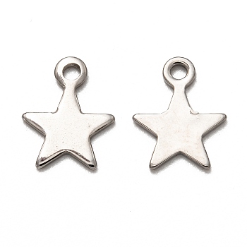 201 Stainless Steel Pendants, Laser Cut, Star, Stainless Steel Color, 11x8.5x1mm, Hole: 1.4mm