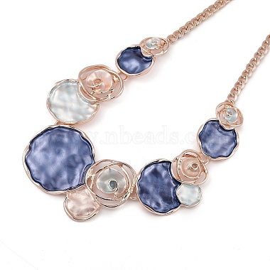 Alloy Colorful Enamel Rose Flower Bib Necklaces(NJEW-B113-05)-2