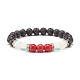 Bracelet extensible pierre de lave naturelle & opalite & pierres précieuses(BJEW-JB07712)-2