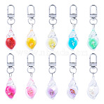 10Pcs Resin & Shell Pendant Decorations, with Alloy Swivel Clasps, Mixed Color, 75mm(HJEW-TAD00001)