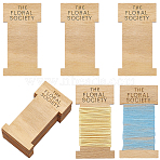 10Pcs Wood Bobbins, Rectangle with Word THE FLORAL SOCIETY, Sandy Brown, 95x50x5mm(SENE-SC0001-02)