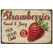 Vintage Metal Tin Sign, Iron Wall Decor for Bars, Restaurants, Cafe Pubs, Rectangle, Strawberry, 300x200x0.5mm(AJEW-WH0189-475)