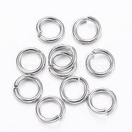 304 Stainless Steel Open Jump Rings, Stainless Steel Color, 18 Gauge, 7x1mm, Inner Diameter: 4.8mm, about 294pcs/50g(X-STAS-H555-08P)