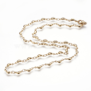 304 Stainless Steel Chain Necklaces, with Lobster Claw Clasps, Crescent Moon, Golden, 17.7 inch(45cm)(X-STAS-P164-17G)