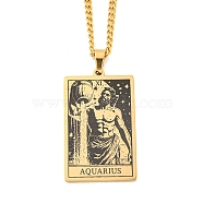 304 Stainless Steel Tarot Pendant Necklaces, Cable Chain Necklaces, Aquarius, 23.23~24.21 inch(59~61.5cm)(NJEW-A026-01G-11)