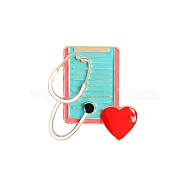 Medical Theme Alloy Brooches, Enamel Lapel Pin, with Butterfly Clutches, for Backpack Clothes, Light Gold, Heart Pattern, 51x48mm(MEDI-PW0001-04E)