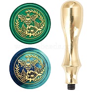 DIY Scrapbook, Brass Wax Seal Stamp and Handle Sets, Bees Pattern, Golden, 87x20mm, Stamp: 2.55cm(AJEW-WH0105-09N)