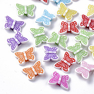 Craft Style Acrylic Beads, Butterfly, Mixed Color, 11x14x3.5mm, Hole: 1.6mm, about 1750pcs/500g(MACR-T035-001)