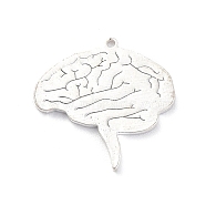 201 Stainless Steel Pendants, Brain Charm, Stainless Steel Color, 17.5x18x1mm, Hole: 1mm(STAS-C062-02P)
