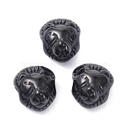 304 Stainless Steel Beads, Lion Head, Electrophoresis Black, 12x10.5x8mm, Hole: 2.7mm(STAS-P291-09EB)