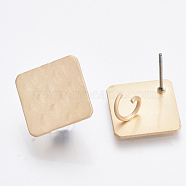 Smooth Surface Iron Stud Earring Findings, with Loop, Raw(Unplated) Pins, Cadmium Free & Lead Free, Rhombus, Matte Gold Color, 18.5x18.5mm, Hole: 4mm, Pin: 0.7mm, Diagonal Length: 18.5mm, Side Length: 14mm(IFIN-T012-95-RS)