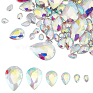 94Pcs 6 Style Pointed Back Glass Rhinestone Cabochons, Faceted, Teardrop, Crystal, 8~29x6~20x3~9mm(RGLA-FG0001-07)