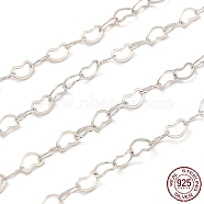 925 Sterling Silver Heart Link Chain, Soldered, Silver, 2.5x4x0.3mm(STER-G037-07S)