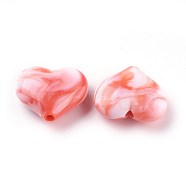 Acrylic Imitation Gemstone Beads, Heart, Tomato, 20x23x8~8.5mm, Hole: 2.5~2.8mm, about 230pcs/500g(MACR-E205-09K)