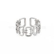 304 Stainless Steel Open Rectangle Cuff Ring for Women, Stainless Steel Color, US Size 8(18.1mm)(RJEW-S405-237P)