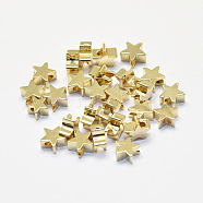 Long-Lasting Plated Brass Beads, Real 18K Gold Plated, Nickel Free, Star, 6x6x3mm, Hole: 2mm(KK-K193-B-056G-NF)