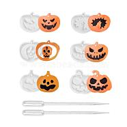 Halloween DIY Pumpkin Jack-O-Lantern Pendant Silicone Molds, Resin Casting Molds, with Plastic Pipettes, For UV Resin, Epoxy Resin Jewelry Making, White, 74x75x11mm, Hole: 3mm(DIY-LS0001-16)