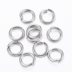 Non-Tarnish 304 Stainless Steel Open Jump Rings, Stainless Steel Color, 18 Gauge, 7x1mm, Inner Diameter: 4.8mm, about 294pcs/50g(X-STAS-H555-08P)