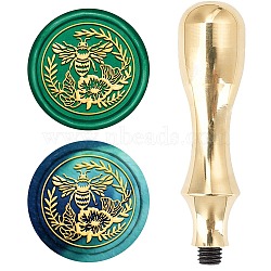 DIY Scrapbook, Brass Wax Seal Stamp and Handle Sets, Bees Pattern, Golden, 87x20mm, Stamp: 2.55cm(AJEW-WH0105-09N)
