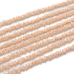 Glass Beads Strands, Imitation Jade Glass, Faceted, Polygon, PeachPuff, 2.5x2.5x2.5mm, Hole: 0.7mm, about 150pcs/strand, 13.39''(34cm)(GLAA-L031-01-C06)