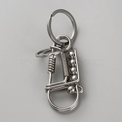 Stainless Steel Creative Handicraft Keychains, Stainless Steel Color, 88mm(KEYC-WH0025-068)