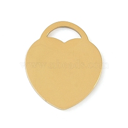 Ion Plating(IP) 304 Stainless Steel Pendants, Heart, Stamping Blank Tag, Golden, 19x16x1mm, Hole: 7x4mm(STAS-N090-T857G-01)