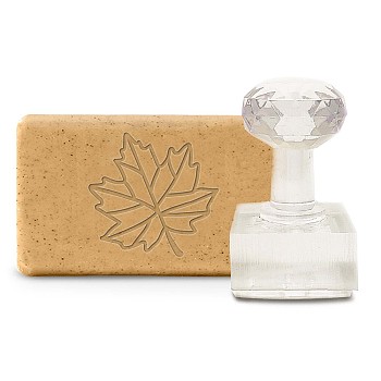 Clear Acrylic Soap Stamps, DIY Soap Molds Supplies, Rectangle, Maple Leaf Pattern, 60x35x37mm