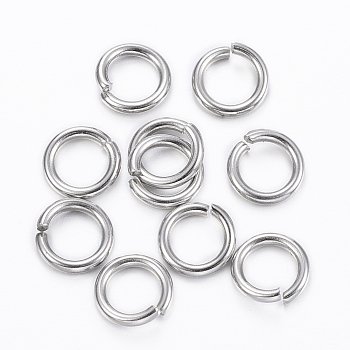 304 Stainless Steel Open Jump Rings, Stainless Steel Color, 18 Gauge, 7x1mm, Inner Diameter: 4.8mm, about 294pcs/50g