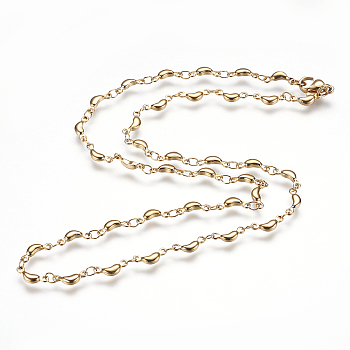 304 Stainless Steel Chain Necklaces, with Lobster Claw Clasps, Crescent Moon, Golden, 17.7 inch(45cm)