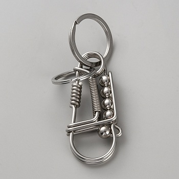 Stainless Steel Creative Handicraft Keychains, Stainless Steel Color, 88mm