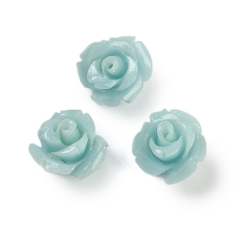 Synthetic Coral Carved Beads, Dyed, Flower, Pale Turquoise, 10x8.5mm, Hole: 1.3mm