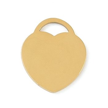 Ion Plating(IP) 304 Stainless Steel Pendants, Heart, Stamping Blank Tag, Golden, 19x16x1mm, Hole: 7x4mm