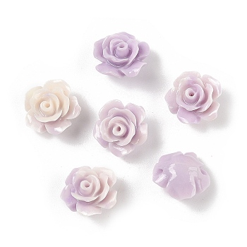Synthetic Shell Dyed Beads, Flower, Two Tone, Lilac, 10x6.5mm, Hole: 1mm