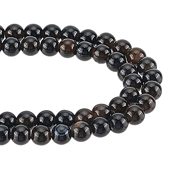 2 Strands Natural Black Onyx Beads Strands, Grade AB, Round, Dyed & Heated, 3.5~4mm, Hole: 0.8mm, about 92pcs/strand, 15.5 inch(39.37cm)