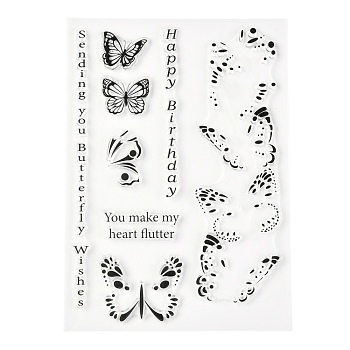 Silicone Clear Stamps, for Card Making Decoration DIY Scrapbooking, Butterfly Pattern, 20.5x14.5x0.3cm