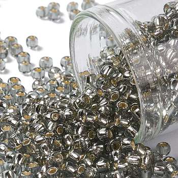 TOHO Round Seed Beads, Japanese Seed Beads, (29) Silver Lined Light Black Diamond, 8/0, 3mm, Hole: 1mm, about 10000pcs/pound