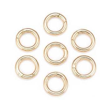 Brass Spring Gate Rings, O Rings, Nickel Free, Real 18K Gold Plated, 6 Gauge, 23x4mm, 15mm Inner Diameter
