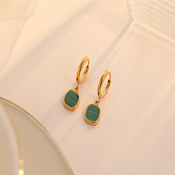 Elegant Stainless Steel Gold-plated Green Watermelon Pattern Jewelry Set