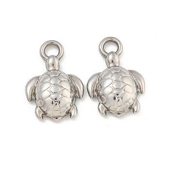 Non-Tarnish 304 Stainless Steel Pendants, Tortoise Charm, Stainless Steel Color, 18x12x4.5mm, Hole: 3mm