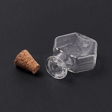 Hexagone maison de poupée miniature verre bouteilles de liège ornement(AJEW-F058-01A)-3