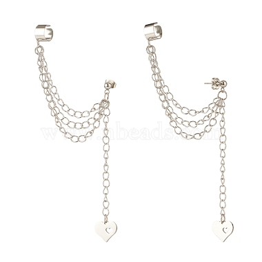 304 cadenas de seguridad de acero inoxidable aretes colgantes con ear cuff(EJEW-JE04923-01)-3