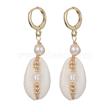 Seashell Color Pearl Earrings