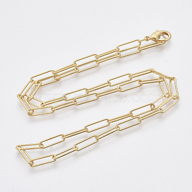Brass Round Oval Paperclip Chain Necklace Making(MAK-S072-04A-G)-2