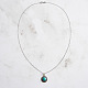 colliers à pendentif rond plat en turquoise naturelle(NJEW-L125-003ASP)-2