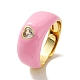 Clear Cubic Zirconia Heart Adjustable Ring with Enamel(RJEW-C026-03G)-4