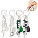 Gemstone with ABS Plastic Imitation Pearl Beaded Keychain with Star/Moon/Sun Alloy Pendants(KEYC-PH01516-02)-1