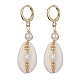 Natural Shell & Pearl Dangle Leverback Earrings(EJEW-JE05434)-1