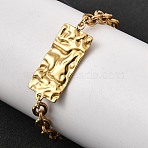 Women's 304 Stainless Steel Bracelets, Charm Bracelets, Real 18K Gold Plated, Rectangle, 7.56 inch(19.2cm)(BJEW-K264-02A-G)